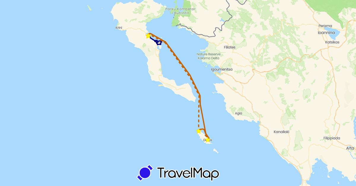 TravelMap itinerary: driving, boat 3 in Greece (Europe)