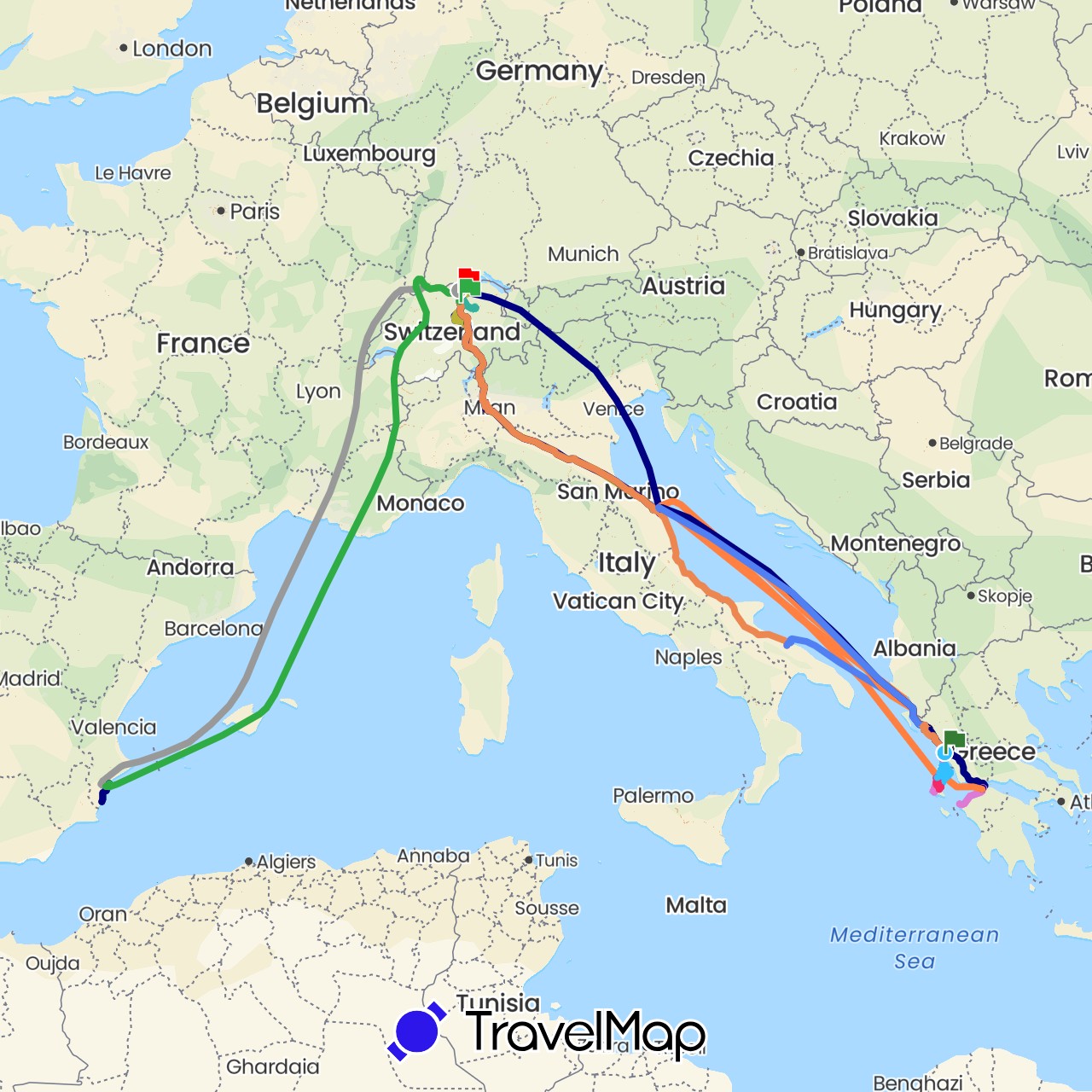 TravelMap itinerary: plane, hinreise september 2022 in Switzerland (Europe)