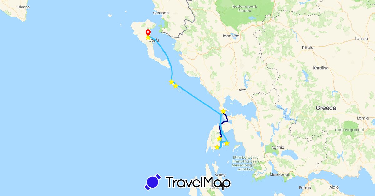 TravelMap itinerary: driving, boat, walking, standort in Greece (Europe)