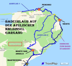 Karte Halbinsel Gargano mit Ausflügen